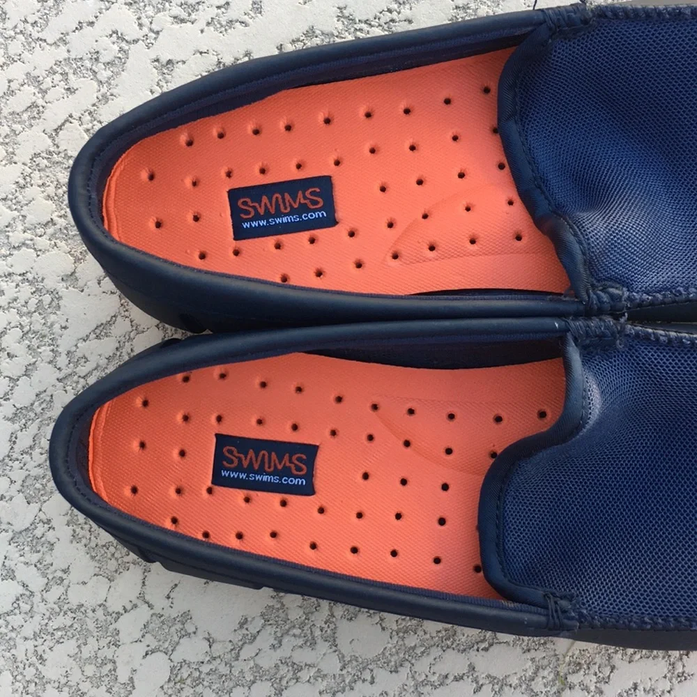 Mens Swims Boating Shoes Loafers Navy Breathable Mesh Waterproof Size 8